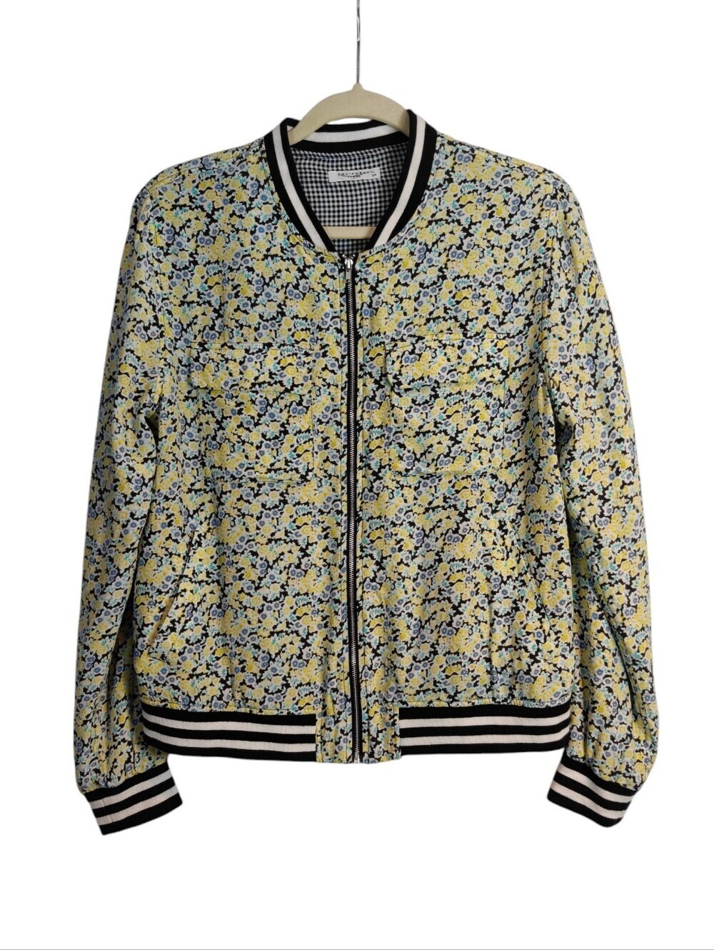 EQUIPMENT Femme Abbot 100% Silk Floral Bomber Jacket Multi Size Small